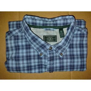 G.H. Bass & Co. Men's X XL Extra Large Button Down Blue Plaid Short Sleeve Shirt